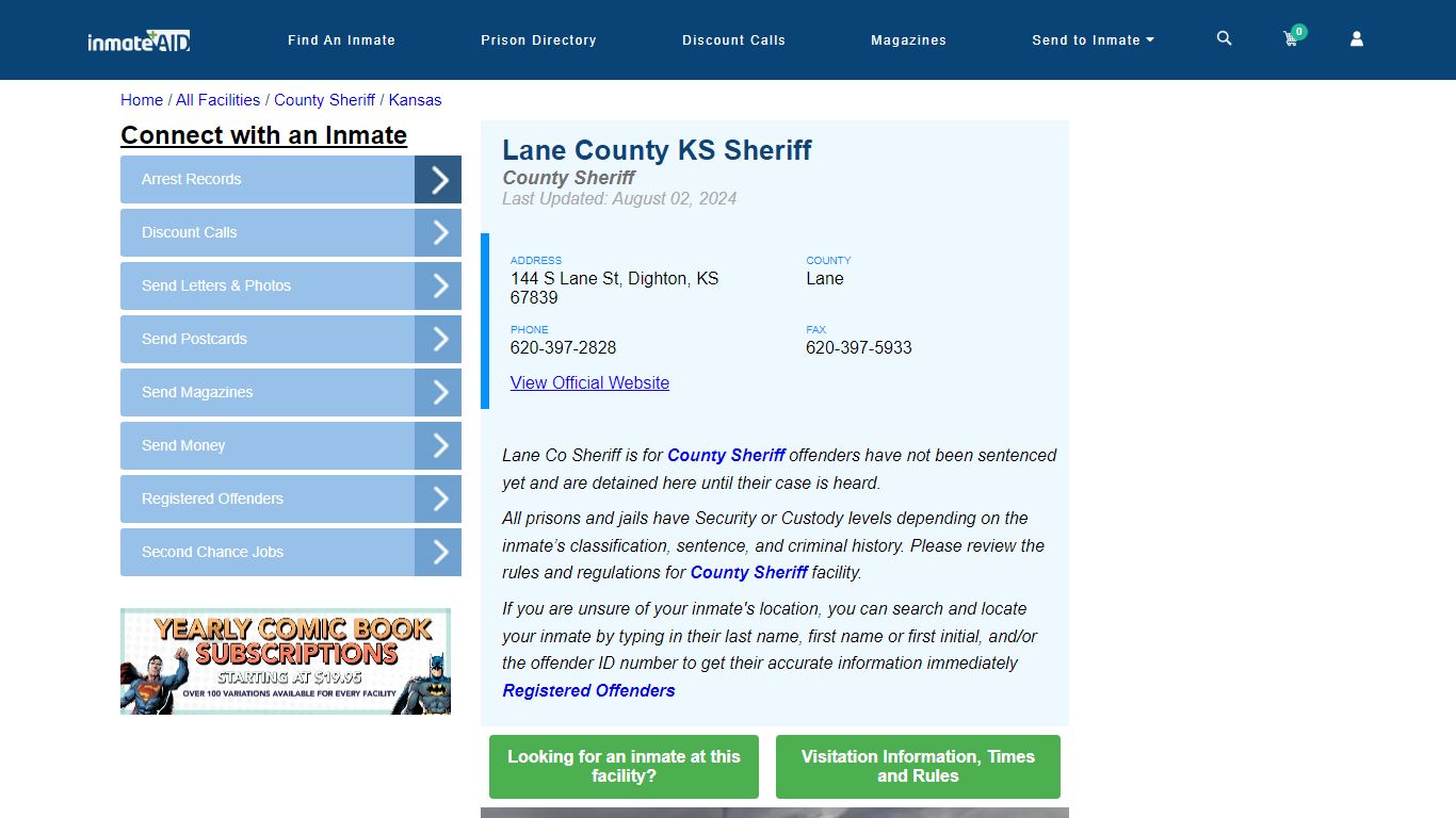 Lane County KS Sheriff & Arrest Search - InmateAid